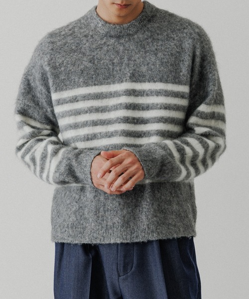 ADAM ET ROPE'（アダムエロペ）の「バスクボーダーニット（ニット/セーター・メンズ・グリーン系その他/グレー・M/L）」の5枚目の写真