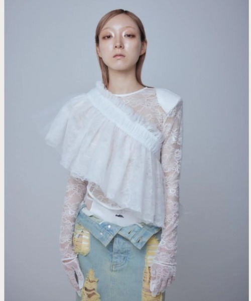トップス miineith. Multi Tulle Top(Lace White) neith./ネイス/Multi Tulle Top(Lace White)（チューブトップ