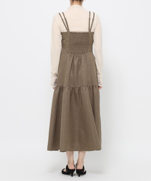 mysty woman(ミスティウーマン)の「レース付きギャザーキャミワンピース 605518(ワンピース・レディース・モカ/チャコールグレー/ブラック・FREE)」の14枚目の写真