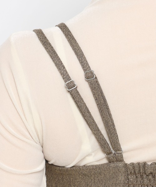 mysty woman(ミスティウーマン)の「レース付きギャザーキャミワンピース 605518(ワンピース・レディース・モカ/チャコールグレー/ブラック・FREE)」の18枚目の写真