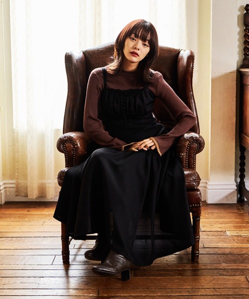 セール】レース付きギャザーキャミワンピース 605518（ワンピース