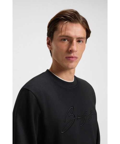 BOSS(ボス)の「コットンテリー リラックスフィット スウェットシャツ スクリプトロゴ(スウェット・メンズ・ブラック・S/XS/XXL/XL/XXXL/L/M)」の2枚目の写真