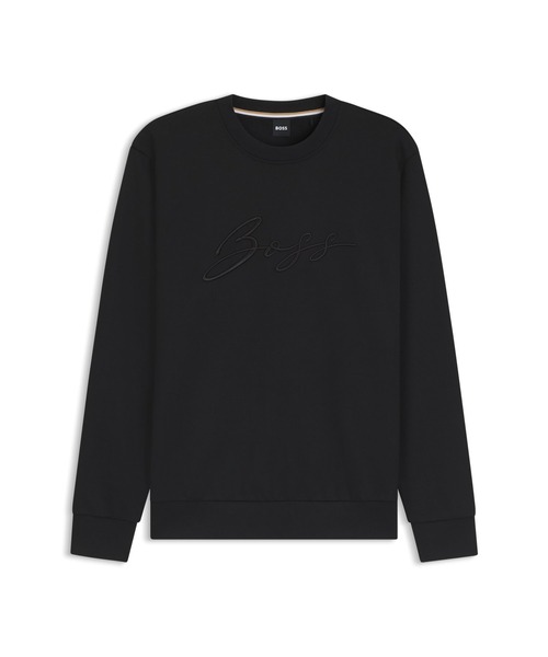 BOSS(ボス)の「コットンテリー リラックスフィット スウェットシャツ スクリプトロゴ(スウェット・メンズ・ブラック・S/XS/XXL/XL/XXXL/L/M)」の5枚目の写真
