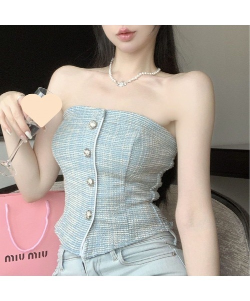 インポート　セレクト購入　チューブトップ　ブルー 楽天市場】【メール便対応】BETTER BE クロップチューブトップ