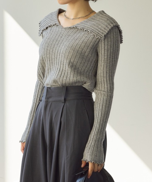 セーラーカラーリブニット（ニット/セーター）｜KUREN（クレン）の