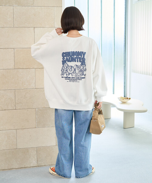 FREAK'S STORE（フリークスストア）の「限定展開　アニマル フード 発泡プリント 裏起毛 スウェット プルオーバー（スウェット・レディース・ライトグレー/ナチュラル/オフホワイト/ダークブラウン・ﾌﾘ-）」の7枚目の写真