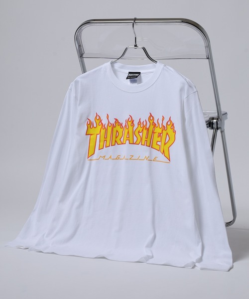 THRASHER（スラッシャー）の「THRASHER MAG LOGO L/S TEE マグロゴ プリント ロングスリーブTシャツ（Tシャツ/カットソー・メンズ・ネイビー/ホワイト/ホワイト系その他/グリーン/バーガンディー/ブラック/ブラック系その他2/ブラック系その他/ホワイト系その他2/ネイビー系・M/L/XL）」の4枚目の写真