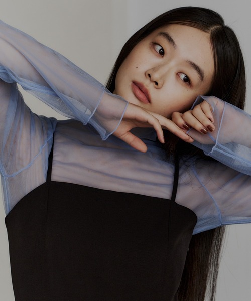 ANDRESD(アンドレスド)の「チュールレイヤードトップス / tulle layered tops(シャツ/ブラウス・レディース・ブルー/ブラック/アイボリー/ブラウン・M/S)」の7枚目の写真