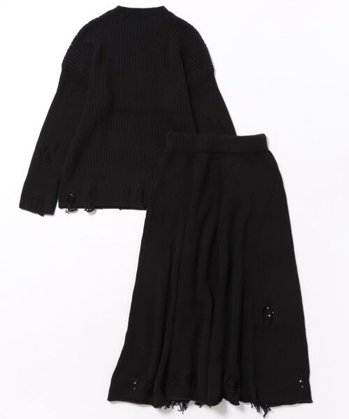 セール】クラッシュニット＆スカート2点セットアップ（セットアップ