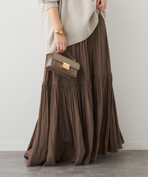 Muse de Deuxieme Class プリーツマキシスカート Cu/R maxi スカート（ロング・マキシ丈スカート）｜MUSE de