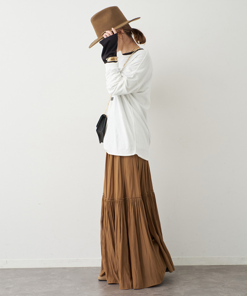 【新品タグ付】ドゥーズイエムクラス　Gather Maxi スカート　ブラウンD Gather Maxi スカート（スカート）｜Deuxieme Classe（ドゥーズィエム