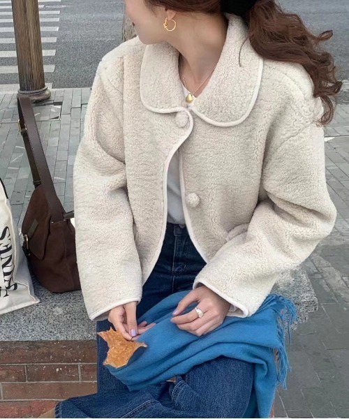 FREE STYLISTS（フリー スタイリスト）の「YUGA_YGMC Double-sided boa short coat（その他アウター・レディース・ブラウン/オフホワイト・M/S）」の2枚目の写真