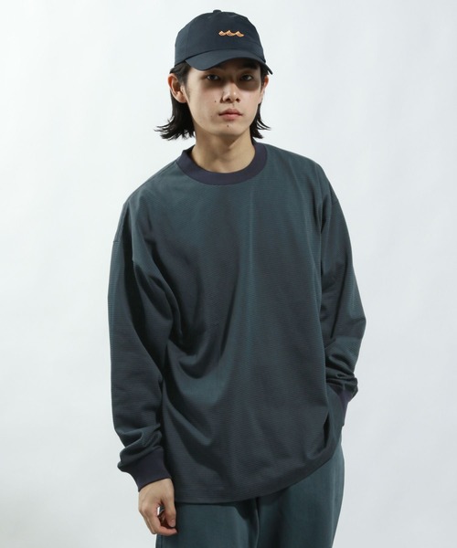 BAYFLOW(ベイフロー)の「ボーダーTシャツ(Tシャツ/カットソー・メンズ・グリーン/オフホワイト・MEDIUM/LARGE)」の1枚目の写真