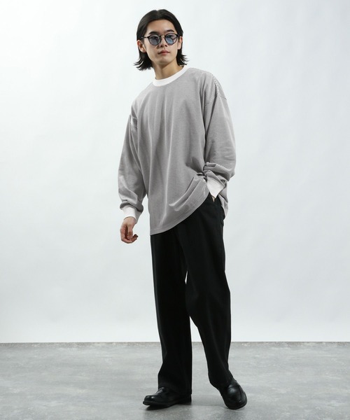 BAYFLOW(ベイフロー)の「ボーダーTシャツ(Tシャツ/カットソー・メンズ・グリーン/オフホワイト・MEDIUM/LARGE)」の3枚目の写真