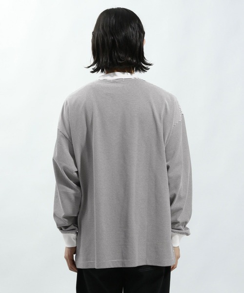 BAYFLOW(ベイフロー)の「ボーダーTシャツ(Tシャツ/カットソー・メンズ・グリーン/オフホワイト・MEDIUM/LARGE)」の8枚目の写真