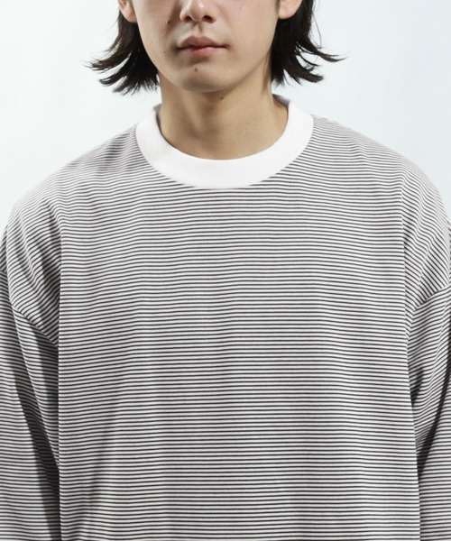 BAYFLOW(ベイフロー)の「ボーダーTシャツ(Tシャツ/カットソー・メンズ・グリーン/オフホワイト・MEDIUM/LARGE)」の9枚目の写真