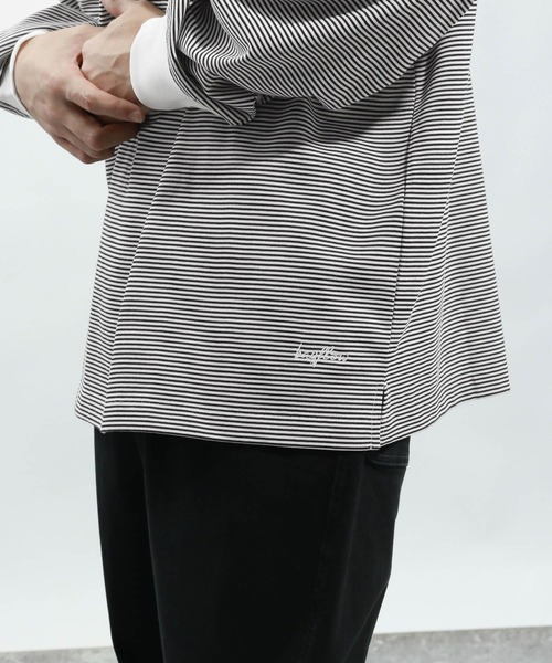 BAYFLOW(ベイフロー)の「ボーダーTシャツ(Tシャツ/カットソー・メンズ・グリーン/オフホワイト・MEDIUM/LARGE)」の11枚目の写真