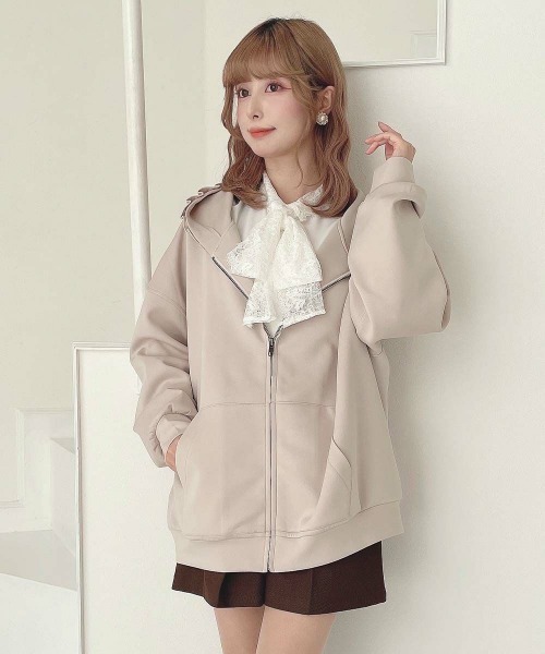 F i.n.t（フィント）の「バックリボンロゴZIPパーカー/fint フィント（パーカー・レディース・レッド/ライトベージュ・FREE）」の4枚目の写真