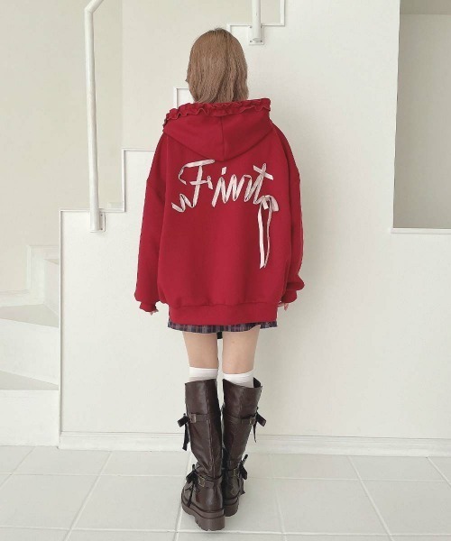 F i.n.t（フィント）の「バックリボンロゴZIPパーカー/fint フィント（パーカー・レディース・レッド/ライトベージュ・FREE）」の10枚目の写真