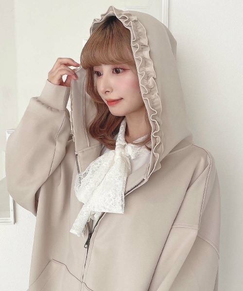 F i.n.t（フィント）の「バックリボンロゴZIPパーカー/fint フィント（パーカー・レディース・レッド/ライトベージュ・FREE）」の13枚目の写真