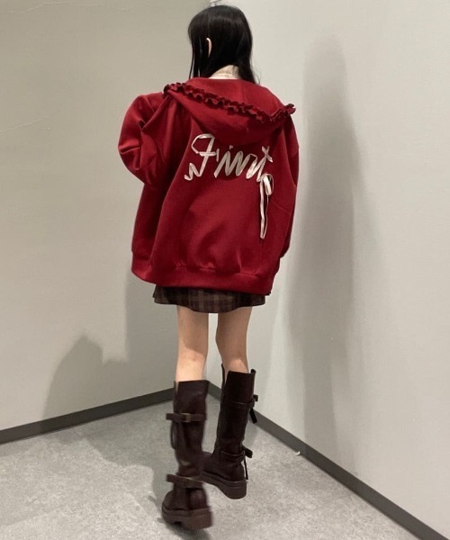 F i.n.t（フィント）の「バックリボンロゴZIPパーカー/fint フィント（パーカー・レディース・レッド/ライトベージュ・FREE）」の21枚目の写真