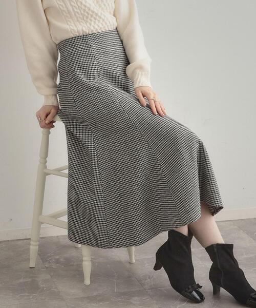 couture brooch（クチュールブローチ）の「【クラシカル・パッと目を惹く】ラメ千鳥 マーメイド フレアスカート（スカート・レディース・ブラック系1/ブラウン系2・36/38/40/42）」の2枚目の写真