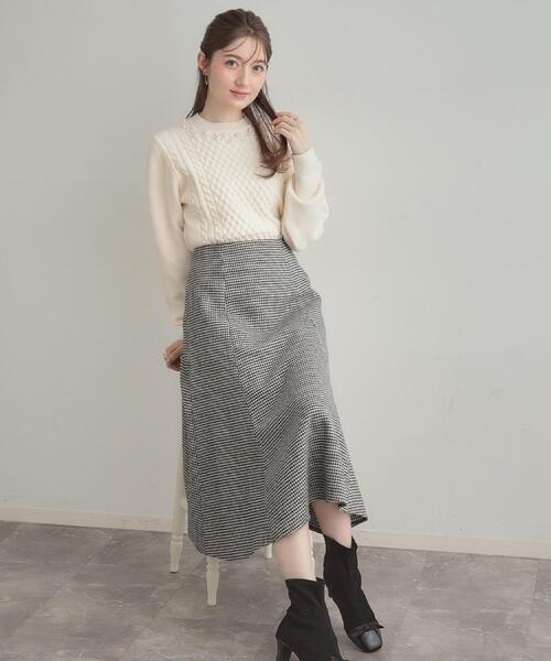 couture brooch（クチュールブローチ）の「【クラシカル・パッと目を惹く】ラメ千鳥 マーメイド フレアスカート（スカート・レディース・ブラック系1/ブラウン系2・40/38/36/42）」の11枚目の写真