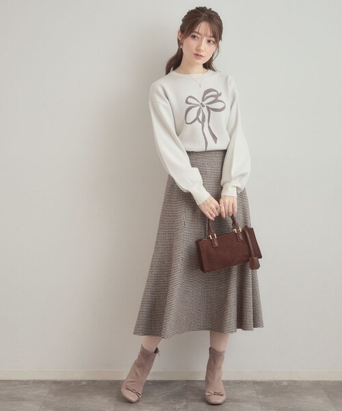 couture brooch（クチュールブローチ）の「【クラシカル・パッと目を惹く】ラメ千鳥 マーメイド フレアスカート（スカート・レディース・ブラック系1/ブラウン系2・36/38/40/42）」の4枚目の写真