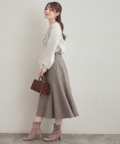 couture brooch（クチュールブローチ）の「【クラシカル・パッと目を惹く】ラメ千鳥 マーメイド フレアスカート（スカート・レディース・ブラック系1/ブラウン系2・36/38/40/42）」の5枚目の写真