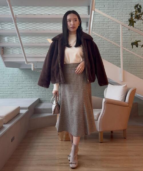 couture brooch（クチュールブローチ）の「【クラシカル・パッと目を惹く】ラメ千鳥 マーメイド フレアスカート（スカート・レディース・ブラック系1/ブラウン系2・36/38/40/42）」の11枚目の写真