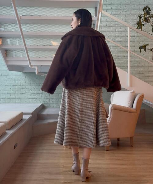 couture brooch（クチュールブローチ）の「【クラシカル・パッと目を惹く】ラメ千鳥 マーメイド フレアスカート（スカート・レディース・ブラック系1/ブラウン系2・36/38/40/42）」の13枚目の写真