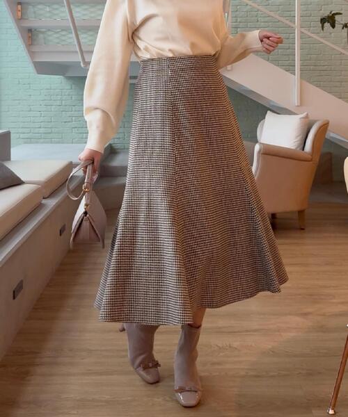 couture brooch（クチュールブローチ）の「【クラシカル・パッと目を惹く】ラメ千鳥 マーメイド フレアスカート（スカート・レディース・ブラック系1/ブラウン系2・36/38/40/42）」の14枚目の写真