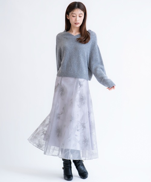 NOELA(ノエラ)の「グラデーションフロッキースカート(スカート・レディース・ライトグレー/ブラウン・S/M)」の17枚目の写真