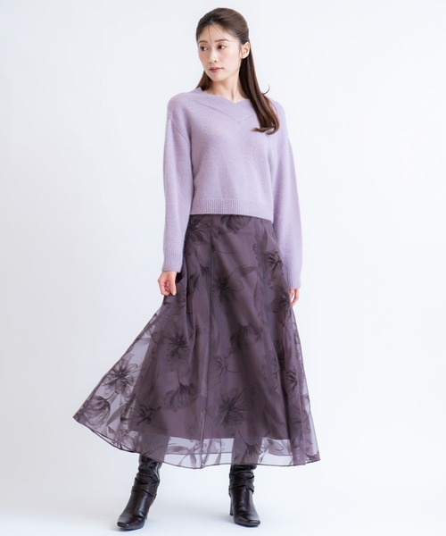 NOELA(ノエラ)の「グラデーションフロッキースカート(スカート・レディース・ライトグレー/ブラウン・S/M)」の13枚目の写真