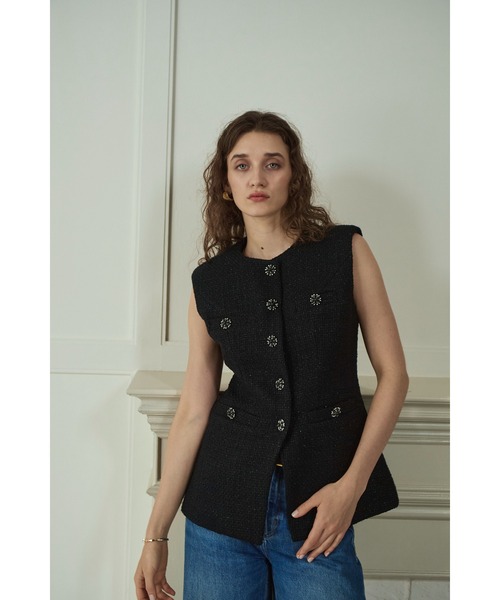 Mabel Vest2 クルーネックツイードベスト2