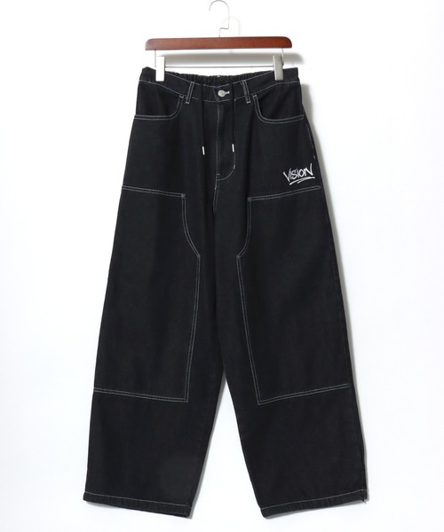 VISION STREET WEAR（ヴィジョンストリートウェア）の「VISION STREET WEAR/ヴィジョンストリートウェア オーバーサイズ デニム ワイド ダブルニーパンツ/レディース メンズ（カーゴパンツ・メンズ・ブラウン/グリーン/サックスブルー/ネイビー/パープル/ライトグレー/ブラック・LL/M/L）」の18枚目の写真