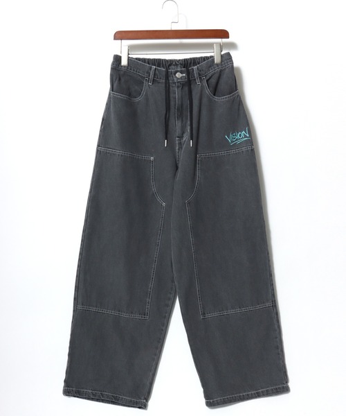 VISION STREET WEAR（ヴィジョンストリートウェア）の「VISION STREET WEAR/ヴィジョンストリートウェア オーバーサイズ デニム ワイド ダブルニーパンツ/レディース メンズ（カーゴパンツ・メンズ・ブラウン/グリーン/サックスブルー/ネイビー/パープル/ライトグレー/ブラック・LL/M/L）」の20枚目の写真