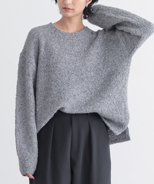 セール】やわらかブークレニットトップス【サスティナブル】（ニット