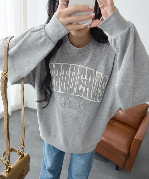 ReDial(リダイアル)の「ビッグロゴ刺繍スウェット(スウェット・レディース・杢グレー/ブラック/オートミール/チャコール・M/L/LL/3L)」の3枚目の写真