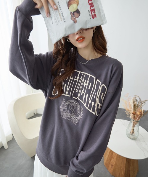 ReDial(リダイアル)の「ビッグロゴ刺繍スウェット(スウェット・レディース・杢グレー/ブラック/オートミール/チャコール・M/L/LL/3L)」の5枚目の写真