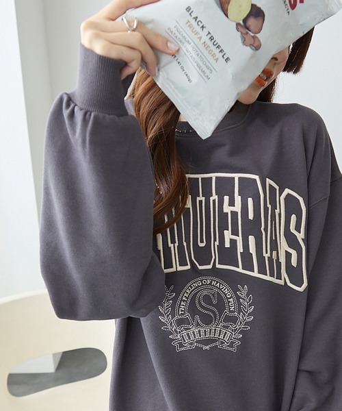 ReDial(リダイアル)の「ビッグロゴ刺繍スウェット(スウェット・レディース・杢グレー/ブラック/オートミール/チャコール・M/L/LL/3L)」の8枚目の写真