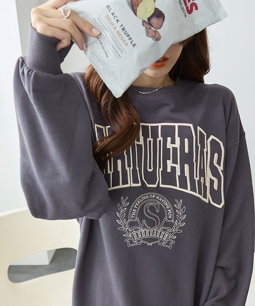 ReDial(リダイアル)の「ビッグロゴ刺繍スウェット(スウェット・レディース・杢グレー/ブラック/オートミール/チャコール・M/L/LL/3L)」の9枚目の写真