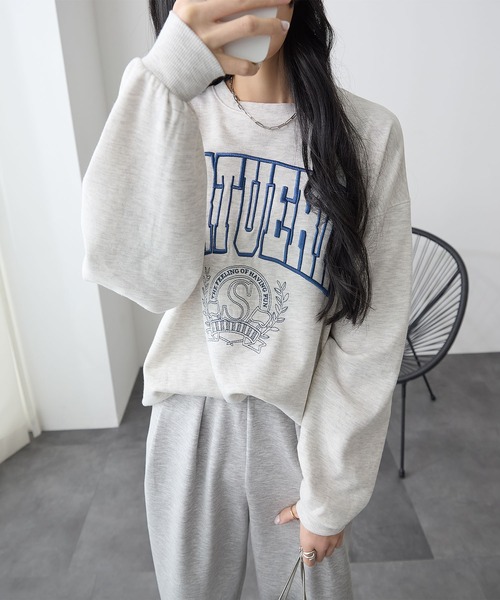 ReDial(リダイアル)の「ビッグロゴ刺繍スウェット(スウェット・レディース・杢グレー/ブラック/オートミール/チャコール・M/L/LL/3L)」の13枚目の写真
