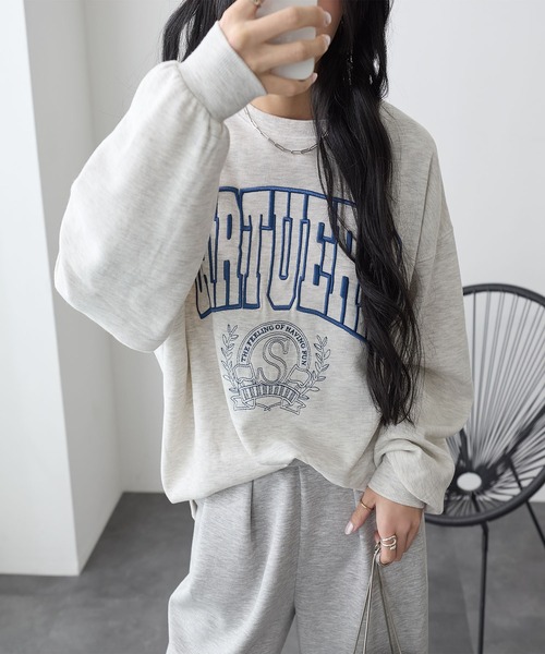 ReDial(リダイアル)の「ビッグロゴ刺繍スウェット(スウェット・レディース・杢グレー/ブラック/オートミール/チャコール・M/L/LL/3L)」の14枚目の写真