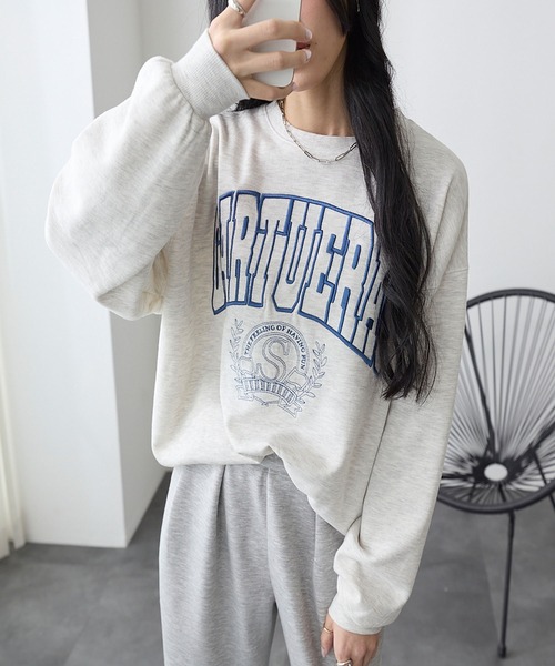 ReDial(リダイアル)の「ビッグロゴ刺繍スウェット(スウェット・レディース・杢グレー/ブラック/オートミール/チャコール・M/L/LL/3L)」の16枚目の写真