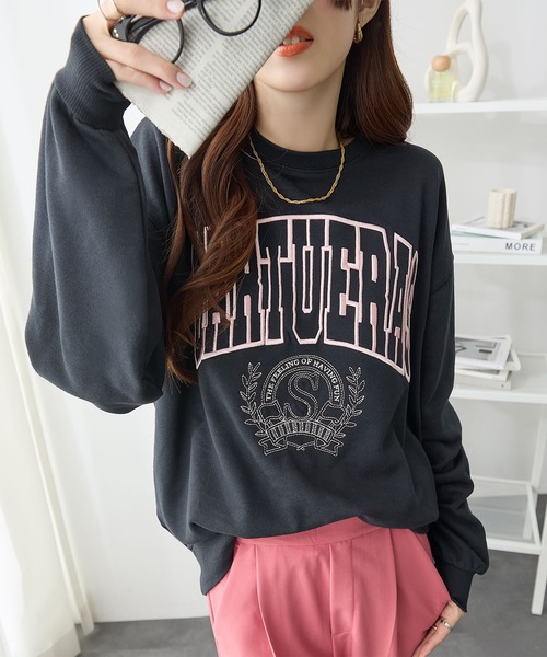 ReDial(リダイアル)の「ビッグロゴ刺繍スウェット(スウェット・レディース・杢グレー/ブラック/オートミール/チャコール・M/L/LL/3L)」の21枚目の写真