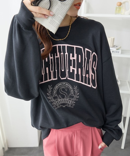 ReDial(リダイアル)の「ビッグロゴ刺繍スウェット(スウェット・レディース・杢グレー/ブラック/オートミール/チャコール・M/L/LL/3L)」の22枚目の写真
