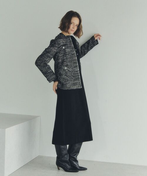 YECCA VECCA（イェッカヴェッカ）の「ノーカラーツイードジャケット（テーラードジャケット・レディース・アイボリー/ブラック・FREE）」の11枚目の写真