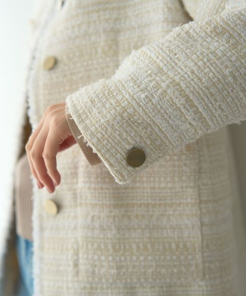 YECCA VECCA（イェッカヴェッカ）の「ノーカラーツイードジャケット（テーラードジャケット・レディース・アイボリー/ブラック・FREE）」の14枚目の写真