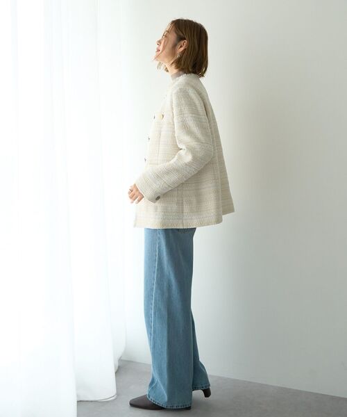 YECCA VECCA（イェッカヴェッカ）の「ノーカラーツイードジャケット（テーラードジャケット・レディース・アイボリー/ブラック・FREE）」の19枚目の写真